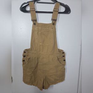 PILCRO by Anthropologie Shorts Romper Overalls 27 Khaki Mustard Summer fave! 90s